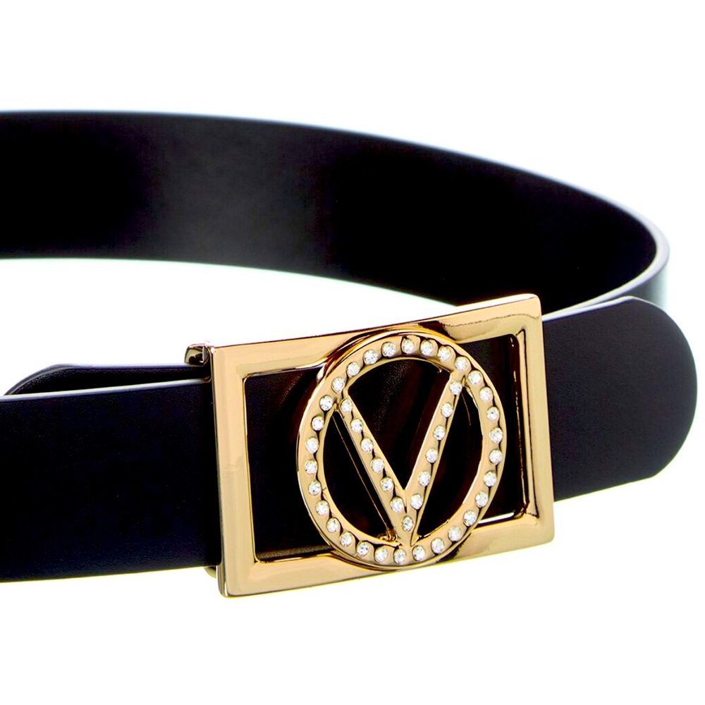 Valentino By Mario Valentino Dolly Preciosa Leather Belt, Black XL